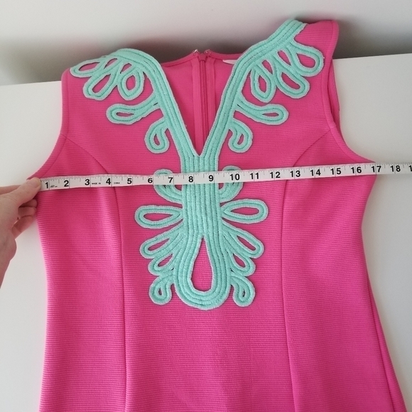 Crown & Ivy Hot Pink and Teal Embroidered V Neck Sleeveless Shift Dress Size S - Picture 6 of 10